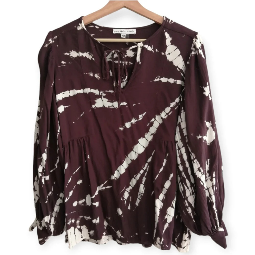 Young Fabulous and Broke Tie Dye Blouse  Purple White Boho XS